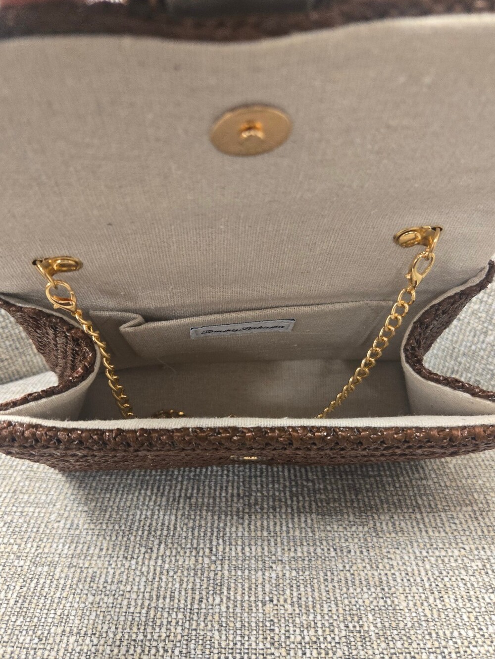 Tommy Bahama Brown Woven Satchel with Gold Accent - Picture 4 of 4
